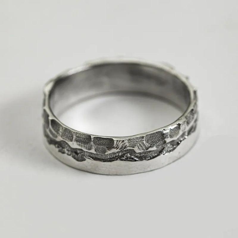 Anel Rústico de bolinha de zirconia prateado