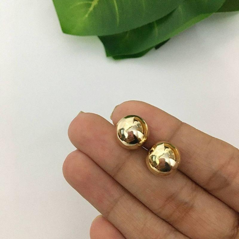 Brinco bolinha dourado