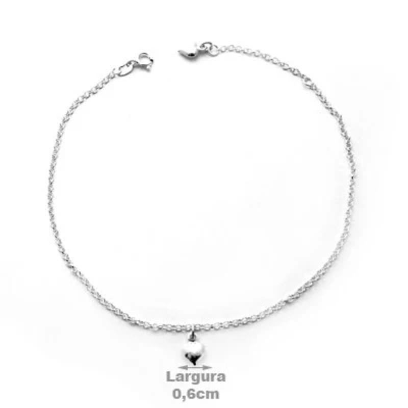 Tornozeleira de Prata Coração