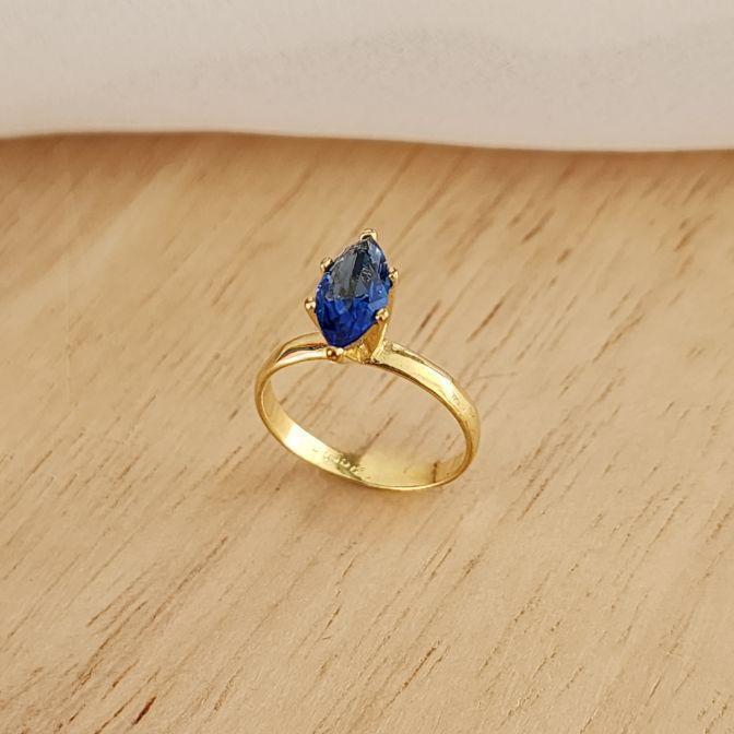 ANEL SOLITÁRIO PEDRA AZUL