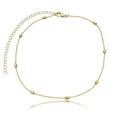 Nuve 01 -Choker Bolinhas com Bolas Ovais Prata